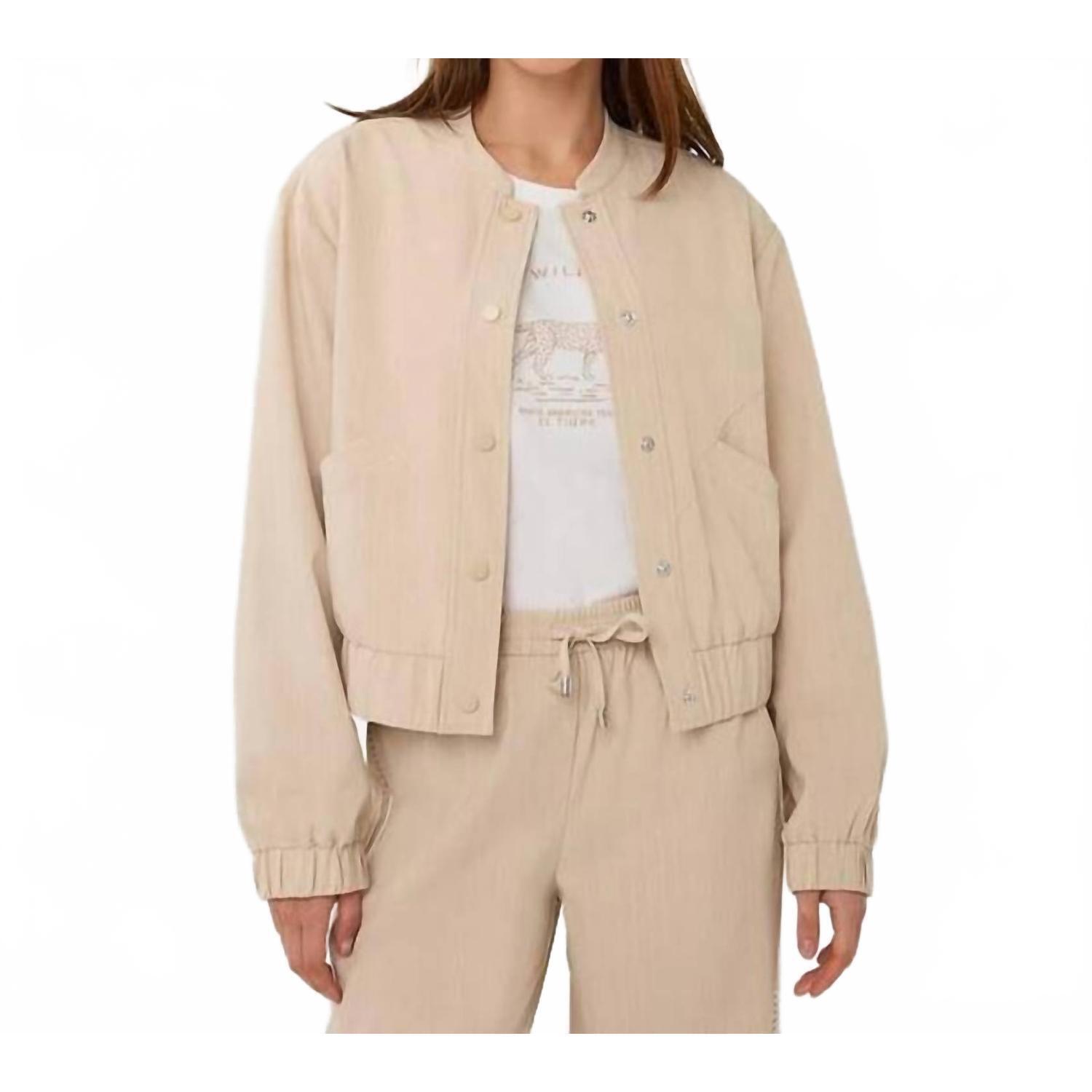 New Esqualo Pinstripes Bomber Jacket In Light Sand